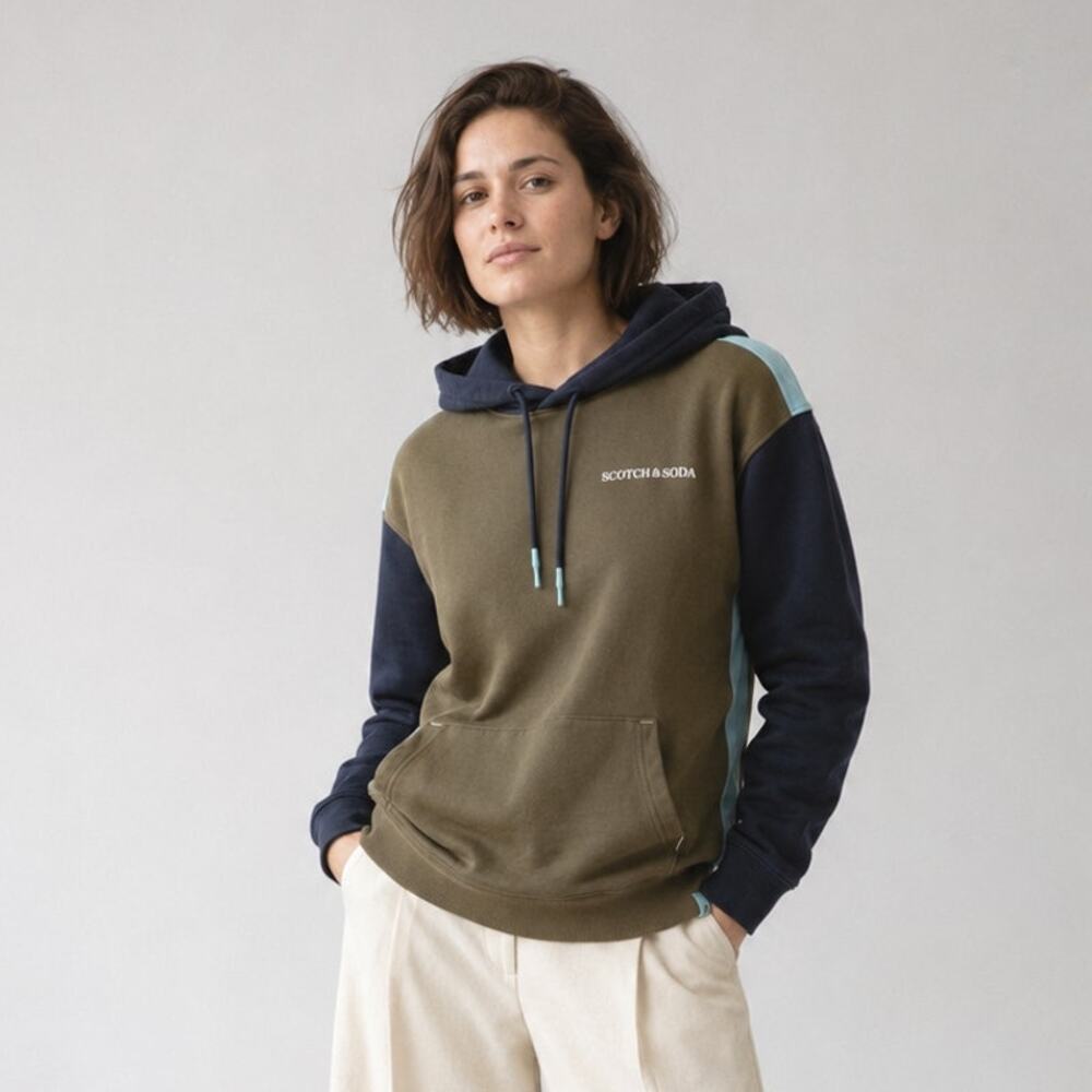 Scotch & Soda Unisex Organic Cotton Felpa Logo Hoodie, size S